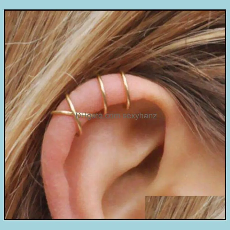 5pcs/lot Star Leaf Clip on Screw Back earrings C shape Silver gold leaves dangle Hoop earring fashion women ear cuff