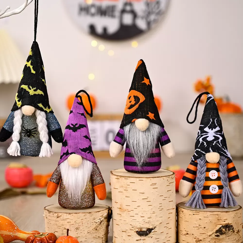 Forniture per feste Gnomi di Halloween Ornamenti appesi illuminati Decorazioni per bambole fatte a mano in peluche Elfo per regali per feste a casa sull'albero