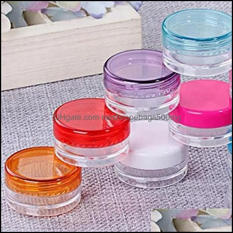 Cosmetic Sample Empty Container, Plastic, Round Pot Screw Cap Lid, Small Tiny 3g 5g Bottle, for Make Up, Eye Shadow, Nails, Powder 453