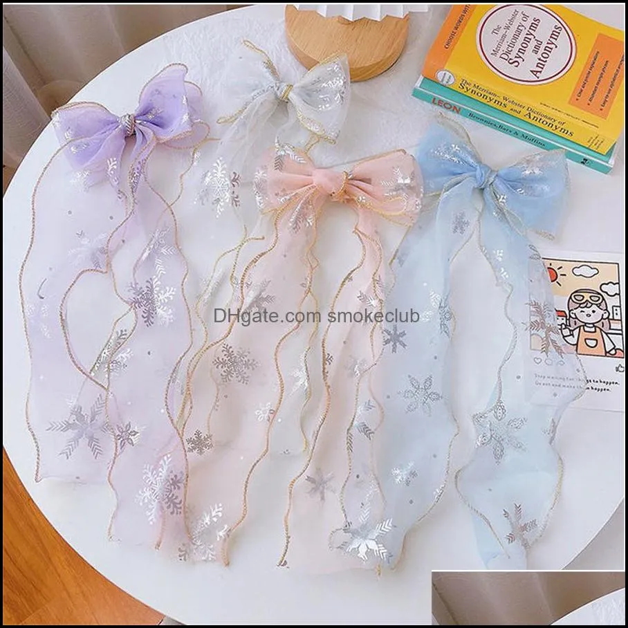Party Favor Children`s Frozen Long Ribbon Bow Headwear Girls Tie Hairband Baby Braided Hair Accessories Hairpin Hairpins
