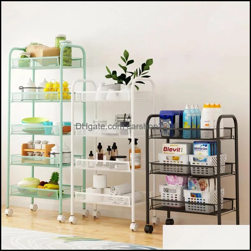 kitchen storage rack household 3/4/5 layer removable wheels bathroom organizer shelf multifunctional vegetable basket gap holder