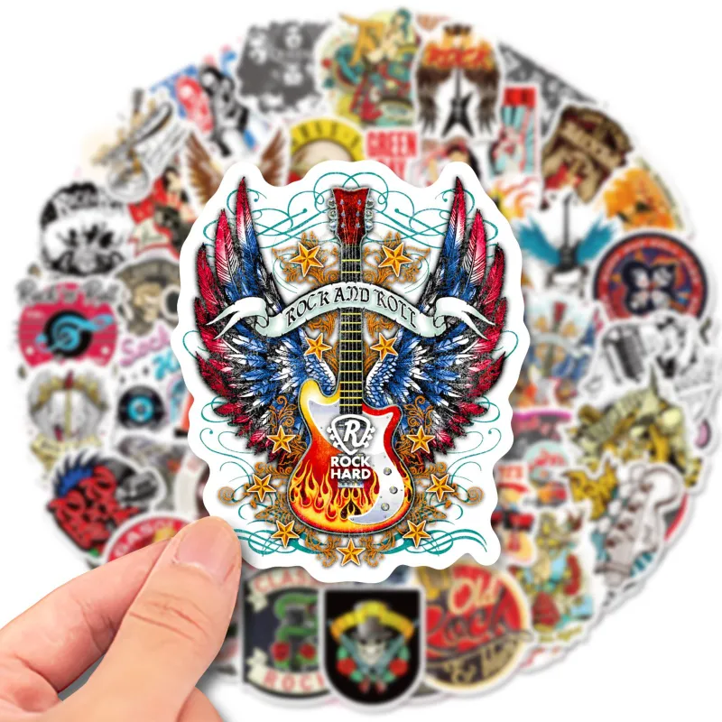 50 Cool Retro Rock Small Stickers For Skateboards, Cars