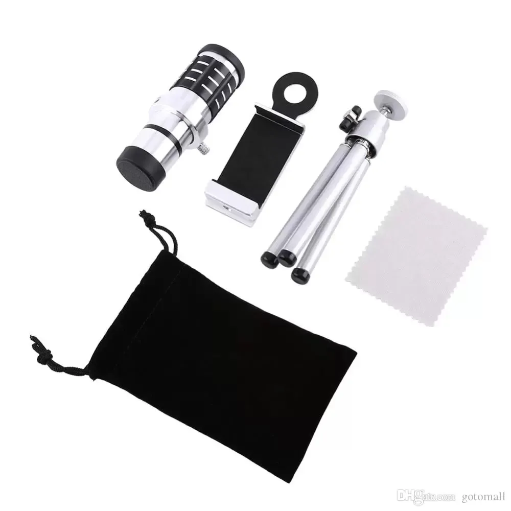 12X Zoom caméra téléobjectif télescope monture d'objectif Tri Kit pour iPhone Xiaomi Samsung Huawei HTC universel