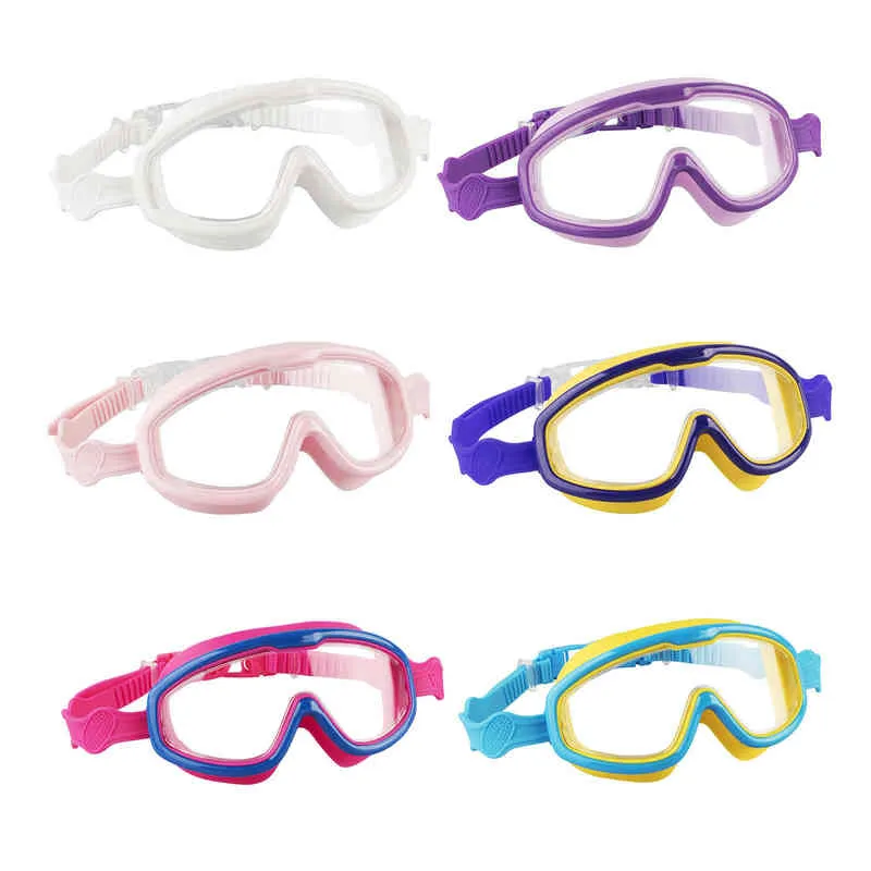 1 pc profesjonalny pływanie okulary dla dzieci Anti-Fog Ochrona UV Clear Wide Vision Glassful Glassful Dzieci Swim Eyewear G220422