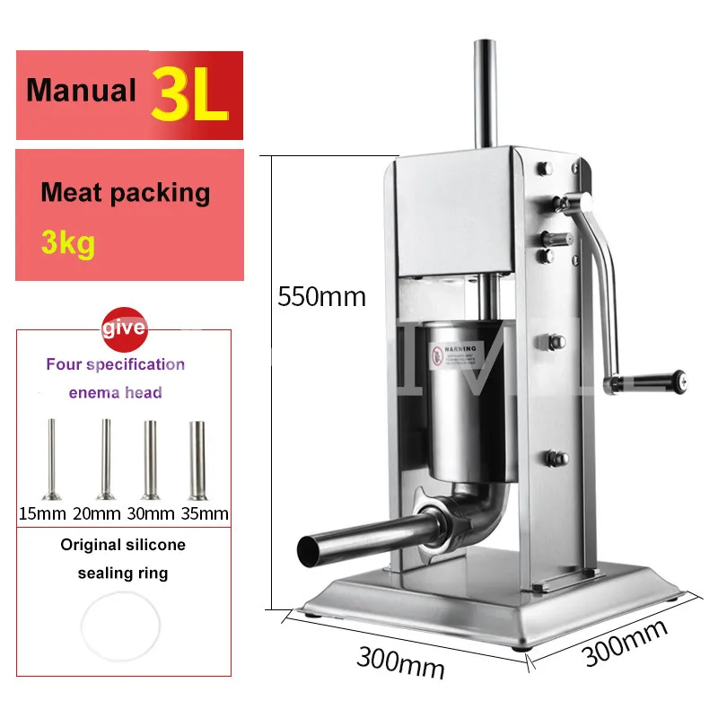 Sosis Dolgu Dikey 3L Sosis Doldurucu Et Doldurma Makinesi Mutfak İspanyol Churros Maker Manuel Paslanmaz Çelik
