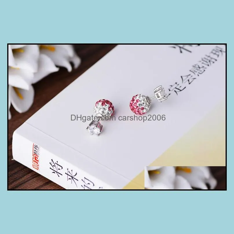 silver earrings earring hot sale crystal two functions stud earrings for women girl party fashion jewelry wholesale free shipping -