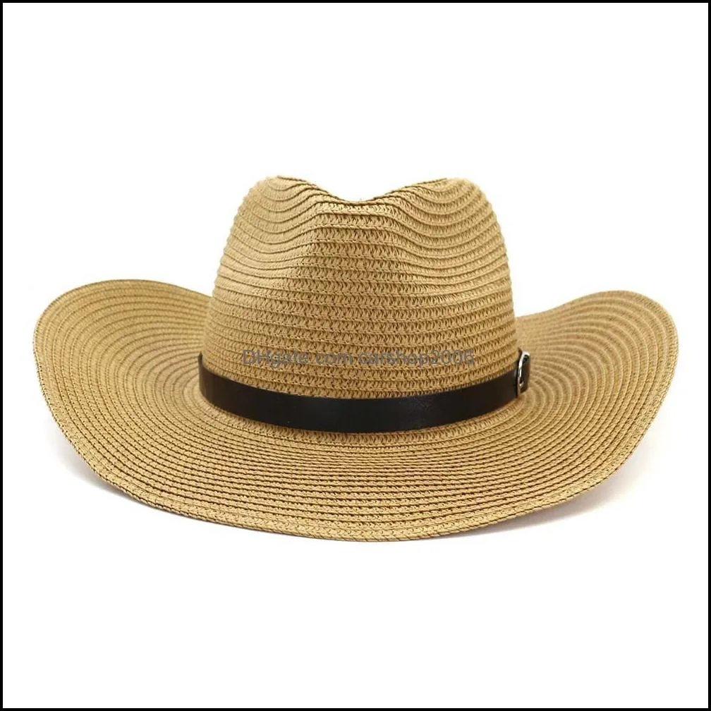 Western  Wide Brim Straw Hats For Men Women Outdoor Beach Sun Protection