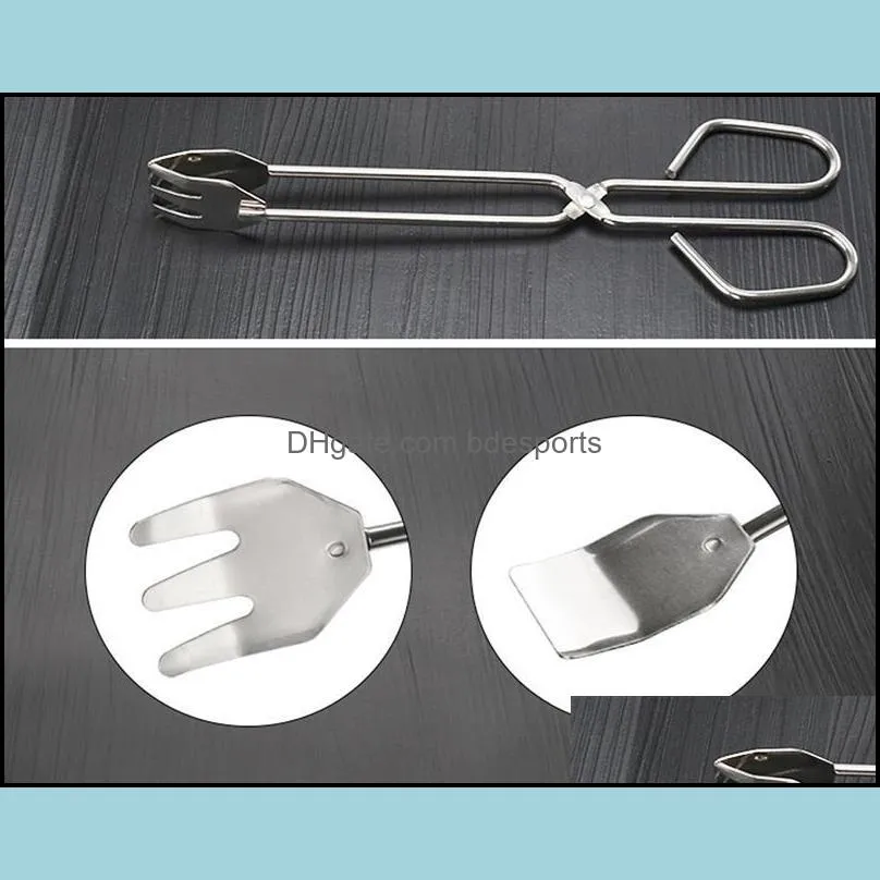 Stainless Steel Food Clip Barbecue Carbon Clip with Long Handle Grilled Food Clip Barbecue Accessories Portable Outdoor BBQ Tongs