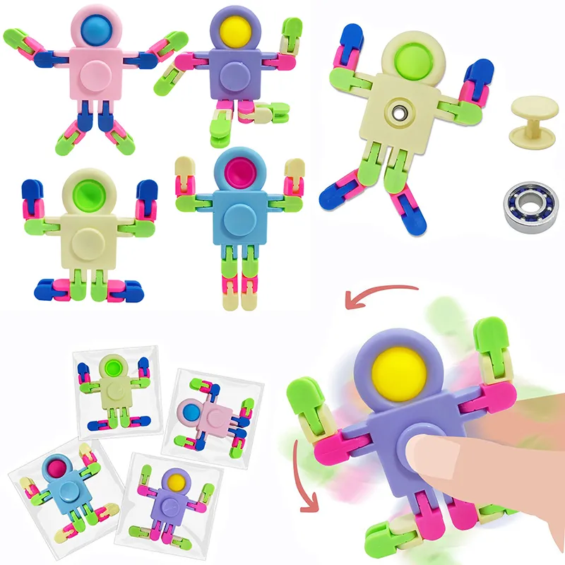 Цепочка астронавта Топ универсальный кончика пальца робот Fidget Toys треки Spinner Bubble Music Образование детских декомпрессионных наполнителей для вечеринок для вечеринок благоприятствует подаркам