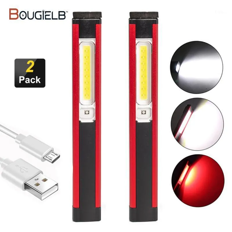Flashlights Torches Portable COB LED USB Rechargeable Work Light Magnetic Torch Inspection With Built-in Battery Camping
