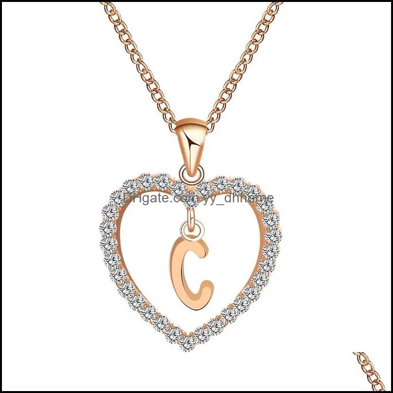 26 Letters Heart Love Crystal Necklace Women Silver Gold Chain Cubic Zirconia Necklace Personal Ideas Luxury Pandent Necklaces Fashion