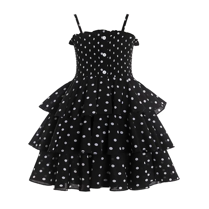 Elegant Princess Sling polka dot dress for Girls - Sleeveless polka dot Design, Perfect for Parties and Events - Available in Black and - Ages 3-8 ( Elegant Princess Sling polka dot dress for Girls - Sleeveless polka dot Design, Perfect for Parties and Events - Available in Black and - Ages 3-8 (