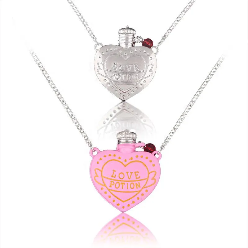 Hanger kettingen Love Potion Hartfles ketting accessoires Creatieve dubbelzijdige roze linkketen voor lover's juwelen