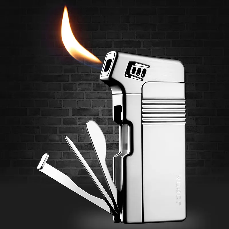 JOBON Oblique Pipe Cigar Gas Lighter Refill Multifunctional Butane Cigarette Lighter Tamper/Knife/Needles Smoking Accessories