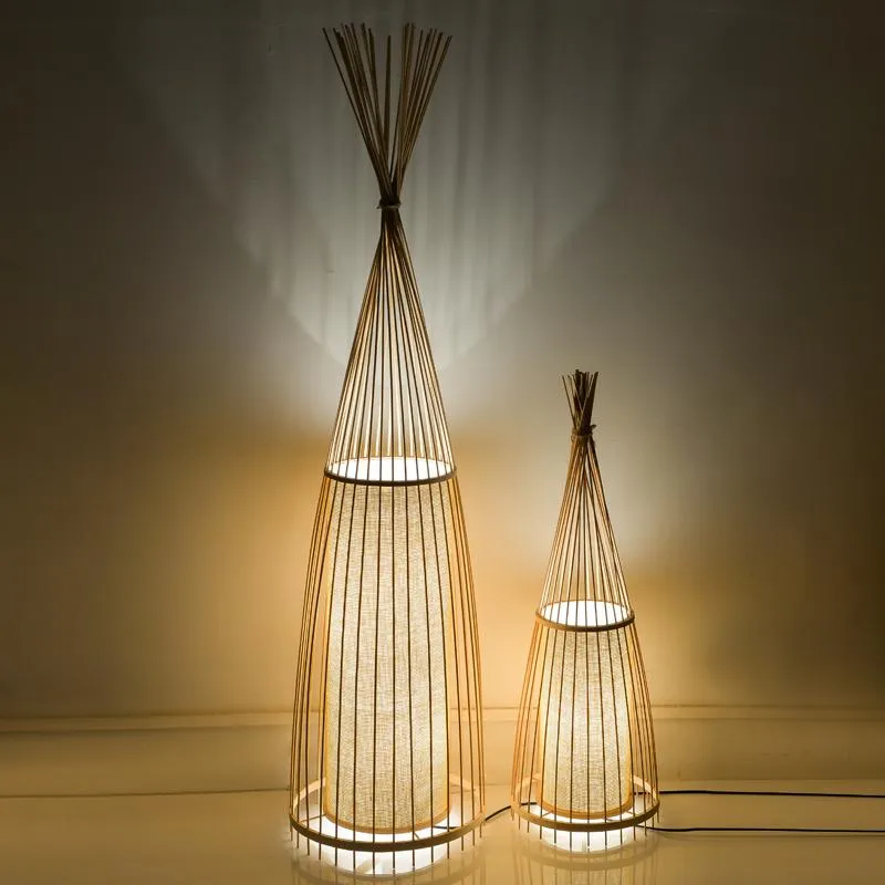 Lampadaires Ancienne Décoration Créative De Bambou Chinois Debout Staande Lampe Led Pour Salon VloerFloor