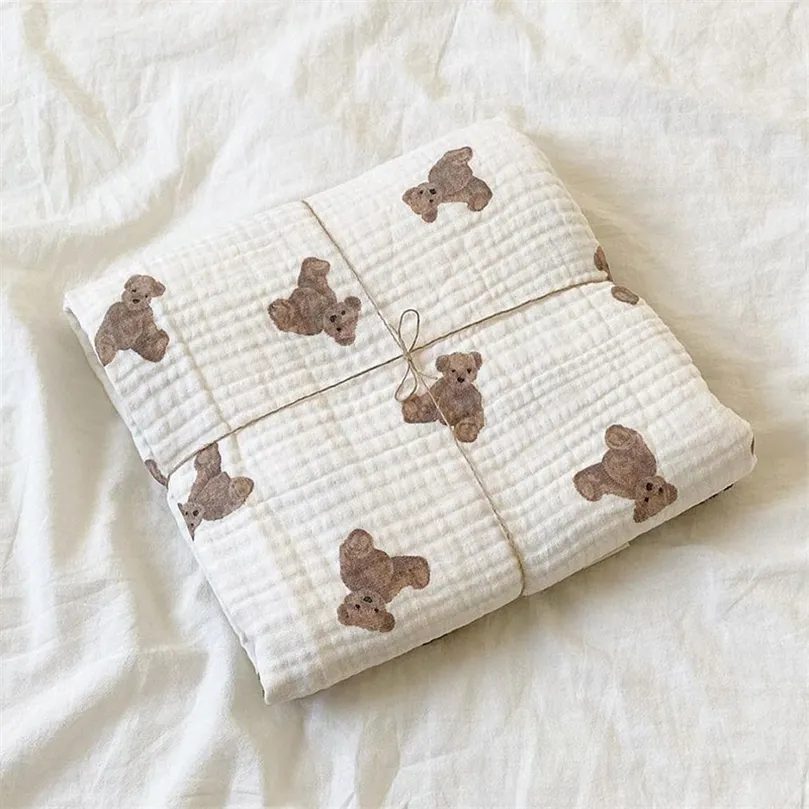 Bear Prind Bebê Cobertores Nascido Muslin Cotton Gaze Swaddle Wrap Bedding Girls Garotas Sleeping Sleeping Blanket Babies Acessórios 220816