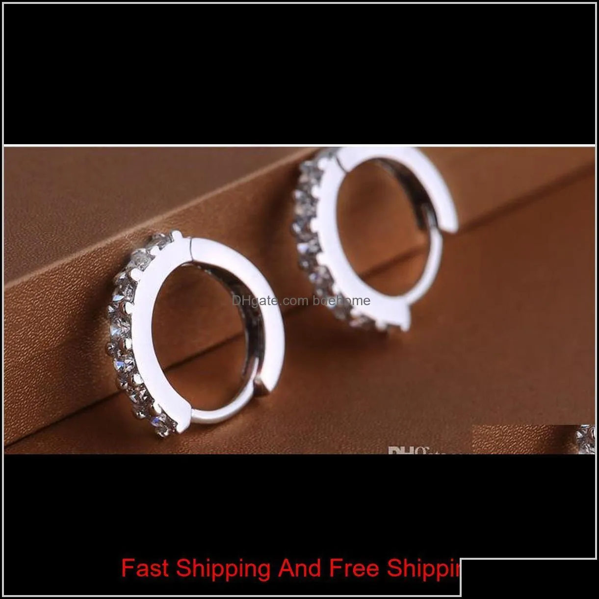 925 Sterling Silver Small Hoop Earrings With Zircon Fashion Jewelry Engagement Gift For Women Flash Drilling Earring Hj260 K8Ubc Ekwbx