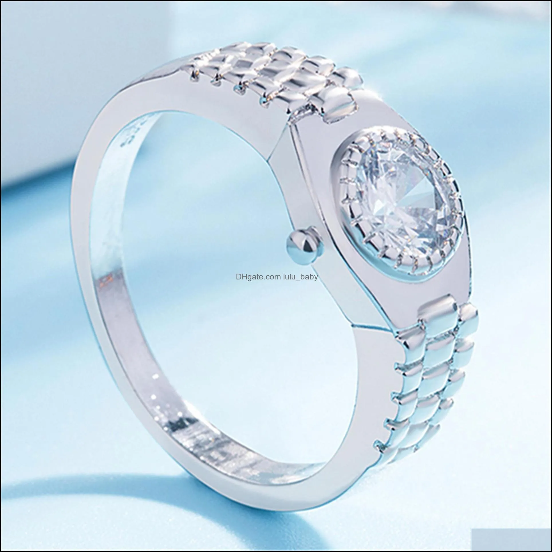 watch ring set white diamond silver ring party birthday gift jewelry fashion watches rings