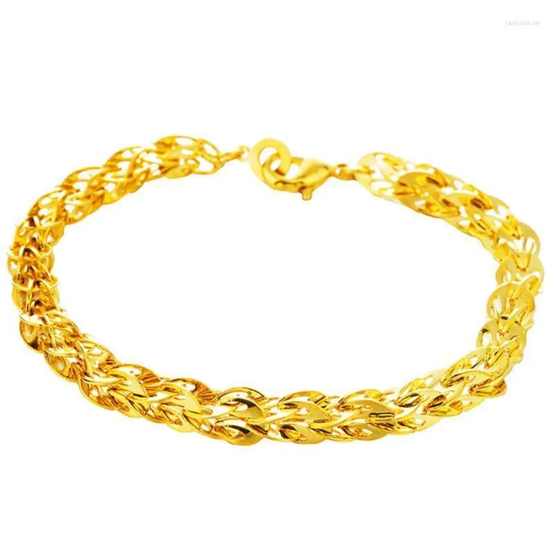 Связанная цепочка модного запястья желтое золото, заполненные женскими мужскими мужским браслетом, LARS22