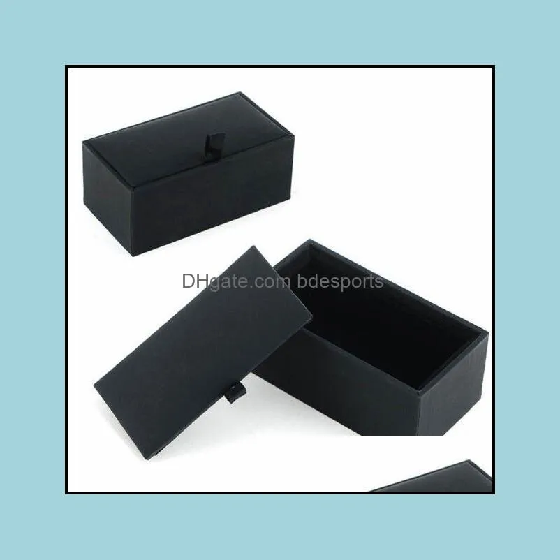 Black Cufflink Box Gift Case Holder Jewelry Packaging Boxes Organizer Black