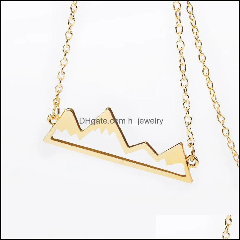 mountain necklace minimalist top pendant snowy mountain hiking outdoor travel jewelry mountains climbing gifts gold/silver chains hjewelry