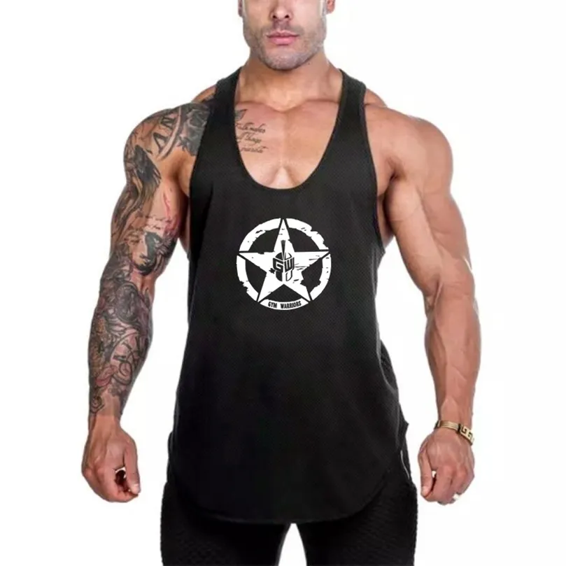 Muscleguys Brand Gym Clothing Mesh Bodybuilding Stringer Tank Top Men Fitness Sleeveless Shirt Running Vest Singlets Tanktop 220621