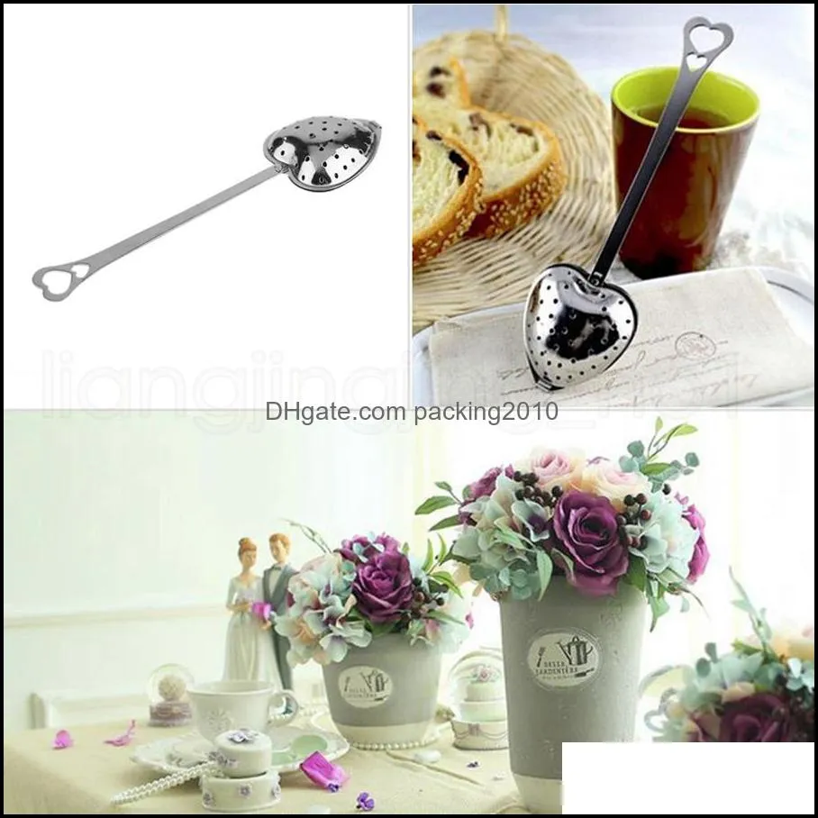 Heart Shape Stainless Steel Silver Tea Leaf Herbal Filter Infuser Spoon Strainer Practical Kitchen Tools RRA1855