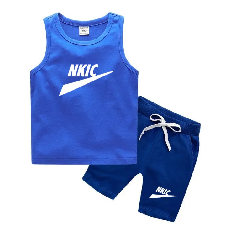 Logo Print Infant Summer Cheap Tracksuits Set For Boys T Shirt And