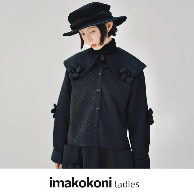 Kvinnors blusar skjortor Imakokoni Fashion Woman 2022 Black Girl Original Flower Lapel Shirt Jacket Kvinna Autumn and Winter 213477