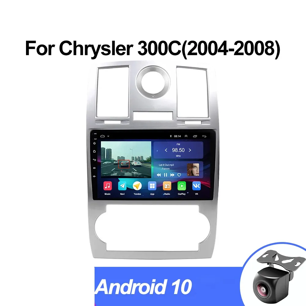 مشغل فيديو Android 10 Car DVD لـ Chrysler 300C 2004-2008 Audio Radio Multimedia و GPS