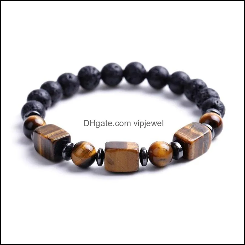 natural lava stone strands energy beaded charm bracelets for women men handmade party club yoga jewelry