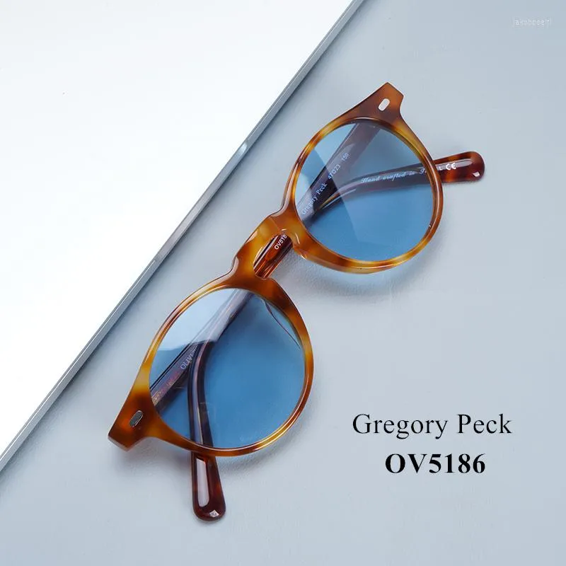 Óculos de sol Gregory Peck Brand Designer feminino Mulheres Vintage Polarizadas transparentes Retro Sol Glasses Womens Mens Sungassengulas