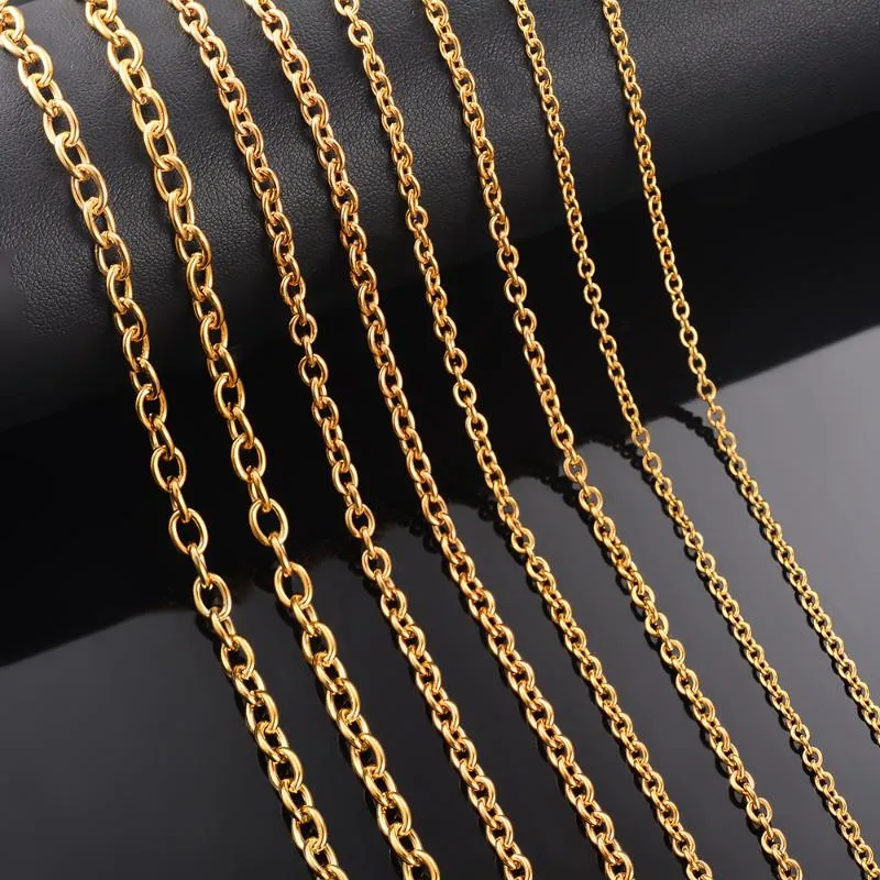 Chains 1Pc Width 2.5mm-5mm Gold Stainless Steel Round O Shape Chain Necklace For Women Men DIY Jewelry Making Bracelet NecklaceChains