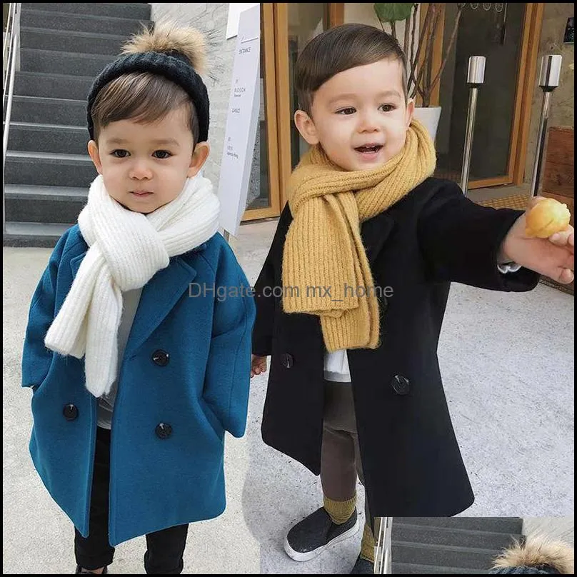 Coat Children Woolen Spring And Autumn New Kids Wear Handsome Boy Jacket Medium Long For Boys Outwear 1405 B3 Dro Mxhome Dhkng