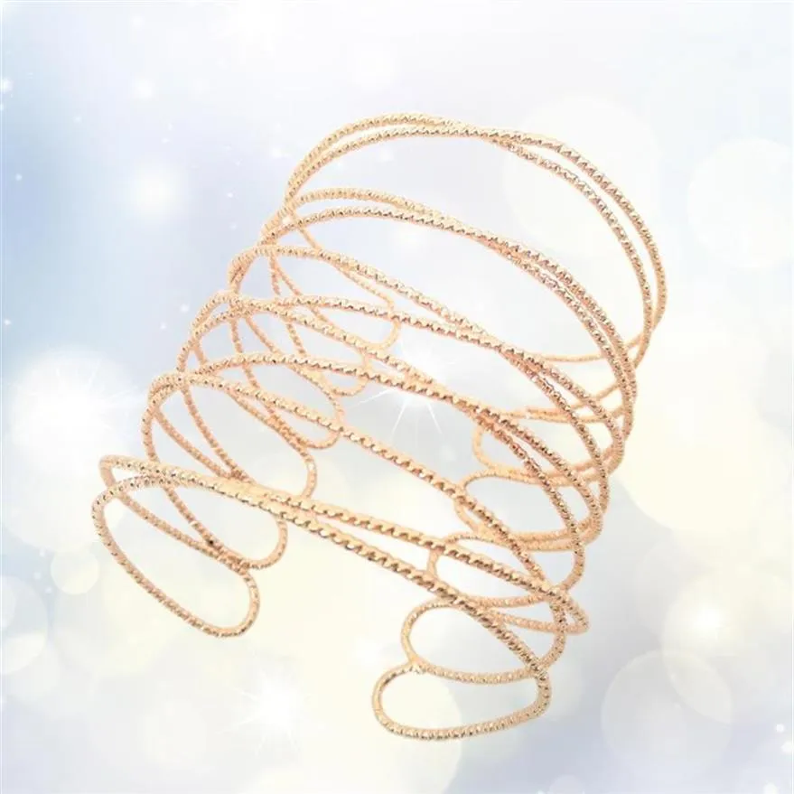 Bangle Woman Metal Arm Decoration Supplies Armband Exaggerated Armlet Jewelry Opening Mesh Shaped Bracelet Golden256N2386