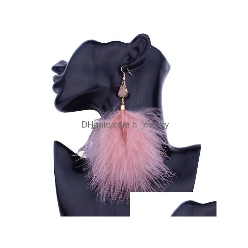 fashion jewelry feather earrings women elegant feather tassel dangle earrings