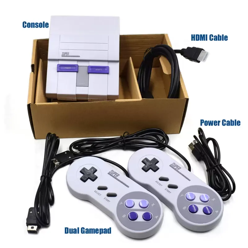 Taşınabilir Oyun Oyuncular Süper HD Çıkış Snes Retro Klasik El Video Oynatıcı TV Çift Gamepad ile Mini Konsolu 821 Sn 02