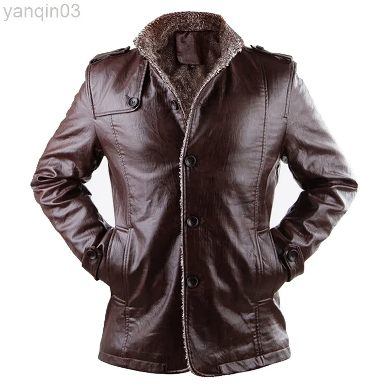Hommes vestes d'hiver et vestes de fourrure veste en cuir Pu moto épaississement laine pare-brise veste chaude Plus grande taille 3XL L220801