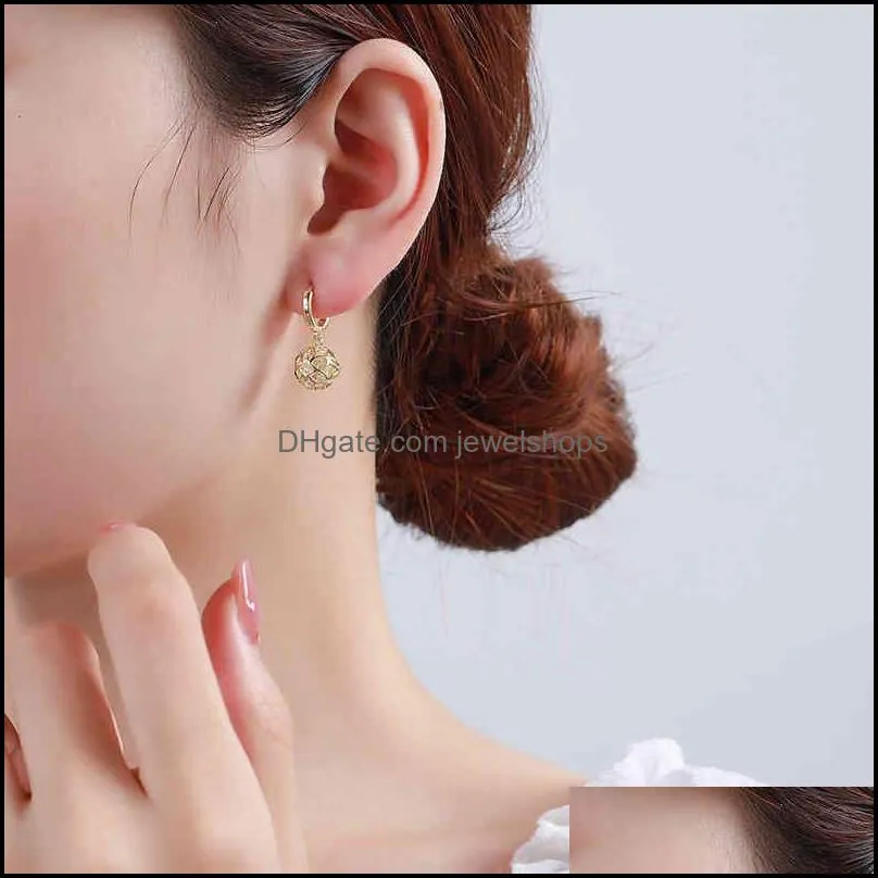 new strange simple circular hollow out versatile temperament metal zircon earrings female