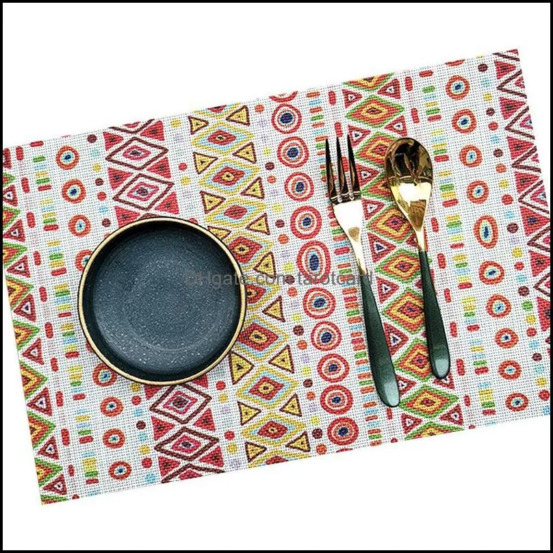 Mats & Pads 1PCS Bohemian Placemats Waterproof And Oilproof Heat Insulation Geometric Print Decoration For El Household Goods Table