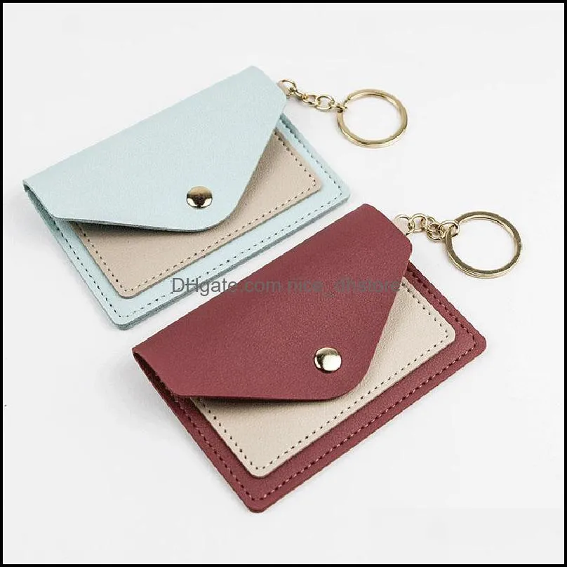 unisex key pouch fashion leather purse keyrings mini wallets coin credit card holder 7 colors