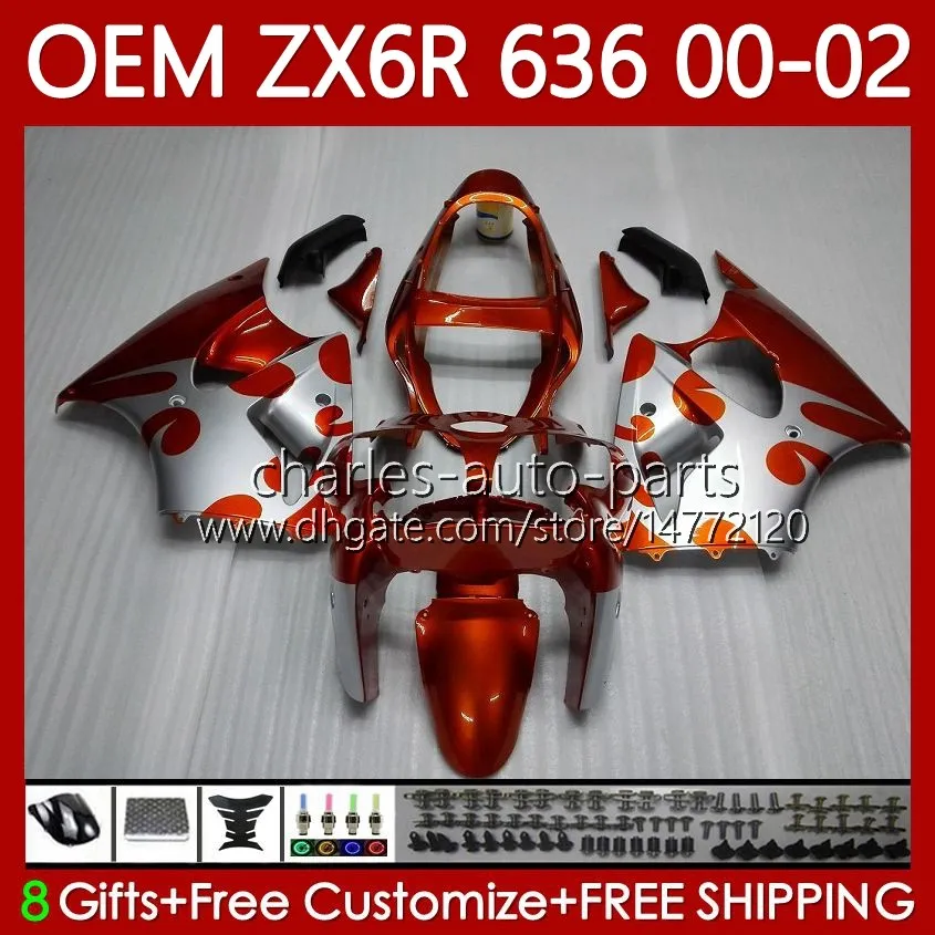 OEM Body for Kawasaki Ninja ZX 636 600CC ZX-600 ZX-6R ZX636 ZX6R 00 01 02 37HC.141 ZX 600 CC 6 R مصنع أحمر ZX 6R ZX600 CONLING ZX-636 2000 2001 2002 حقن العفن هدية