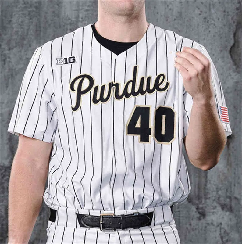 Custom Purdue Boilermakers Baseball Jersey Polyester White Pintripe Embroidered Stitched NAME NUMBER Men s Youth Sizes