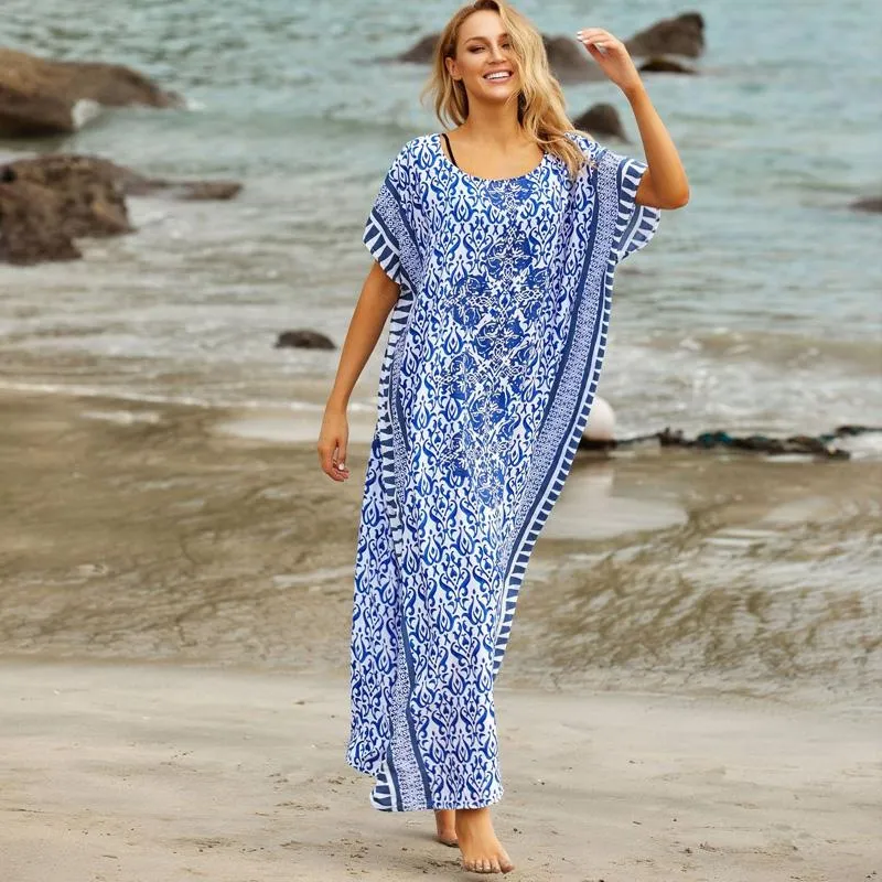 beach lounge dresses Bohemian Wedding Dresses Lace Neck Long Bell Sleeves – TANYA BRIDAL main image 1