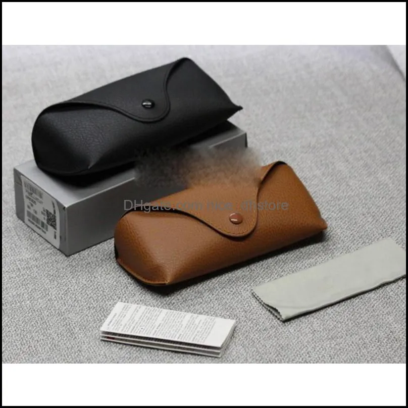 wholesale black sun glasses case retro brown leather sunglasses box discount cheap fashion eye glasses pouch without cleaning cloth nicedhstore