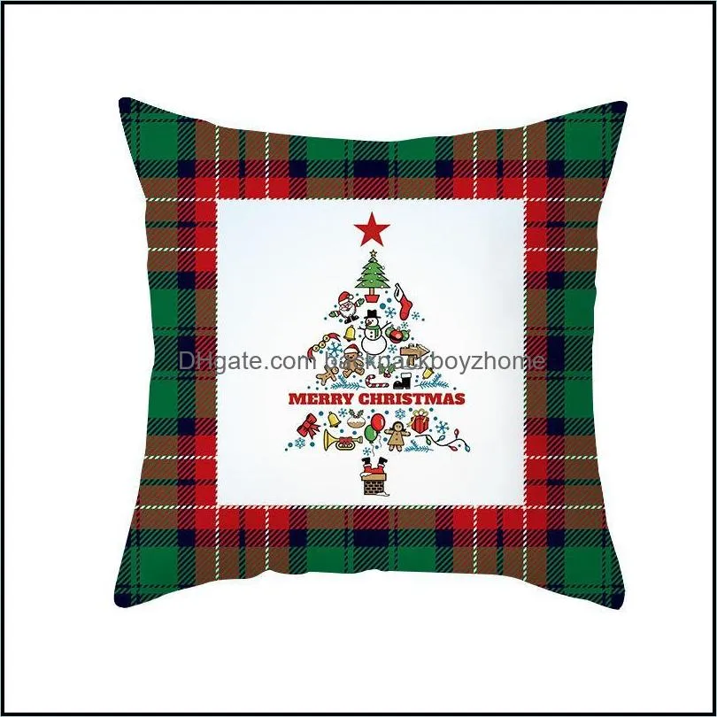 christmas red green plaid pillowcase santa claus peach skin pillow cushion home pillowslip decorations 10 styles ljd11085