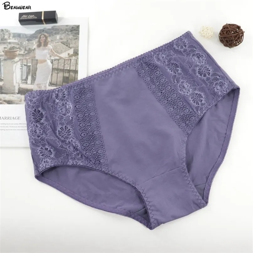 Beauwear Women's Floral Lace Panties Plus Size Female Breathable Underwear Ultra Thin Lingeries for Ladies Soft Comfort Briefs 220426