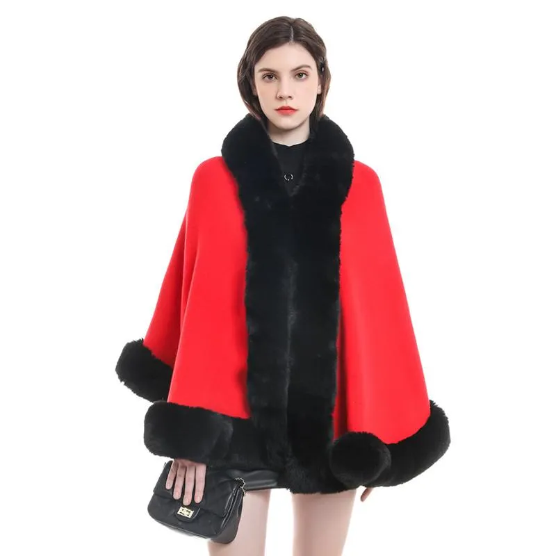 Scarves Short Faux Fur Knitted Poncho Vest Natural Fashion Wrap Coat Shawl Lady Scarf Wedding Party Cap Warm CardiganScarves ScarvesScarves