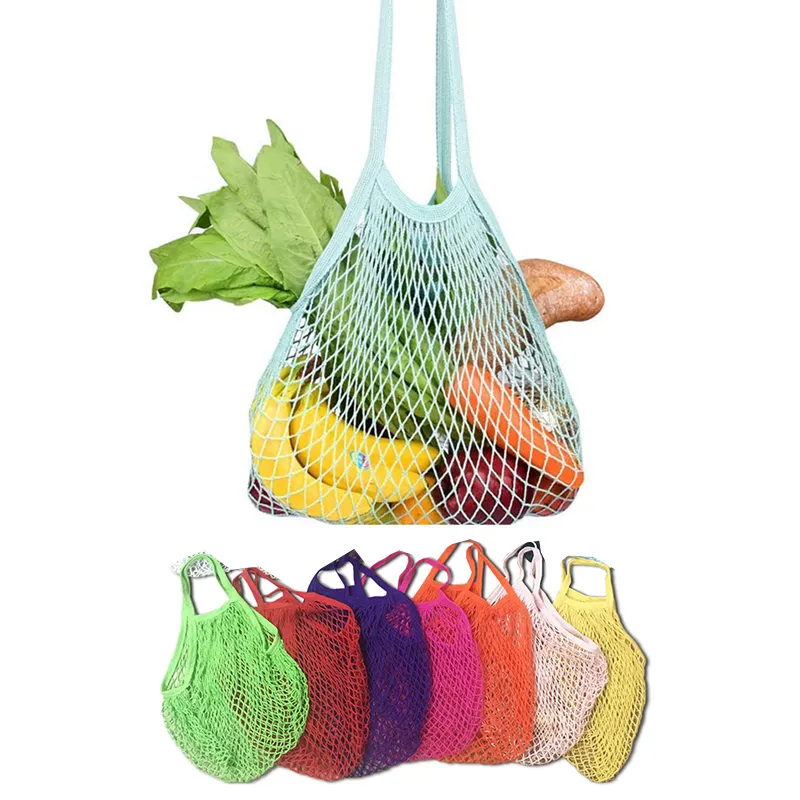 Organisateur réutilisable de sac de stockage de fruit de chaîne tissée par filet de sacs à provisions de légumes de maille