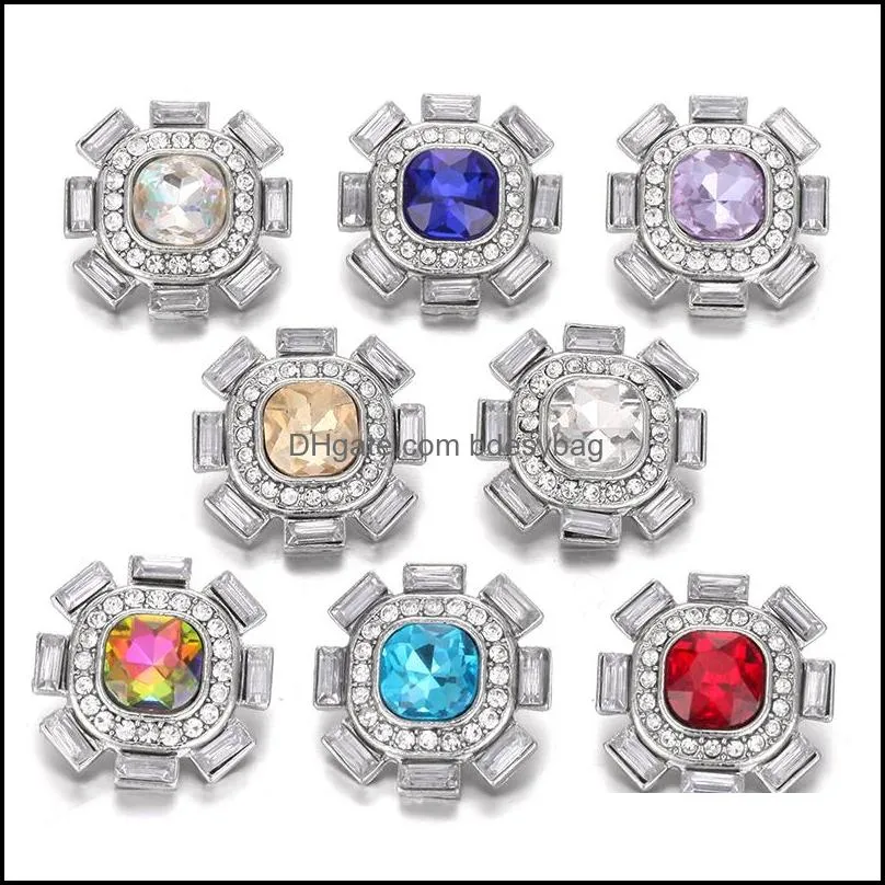 noosa 18mm snap buttons jewelry rhinestone mixed round metal flower snap button bracelet necklace ginger charms jewelry